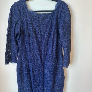Adrianna Papell Elegant Navy Blue Lace Dress